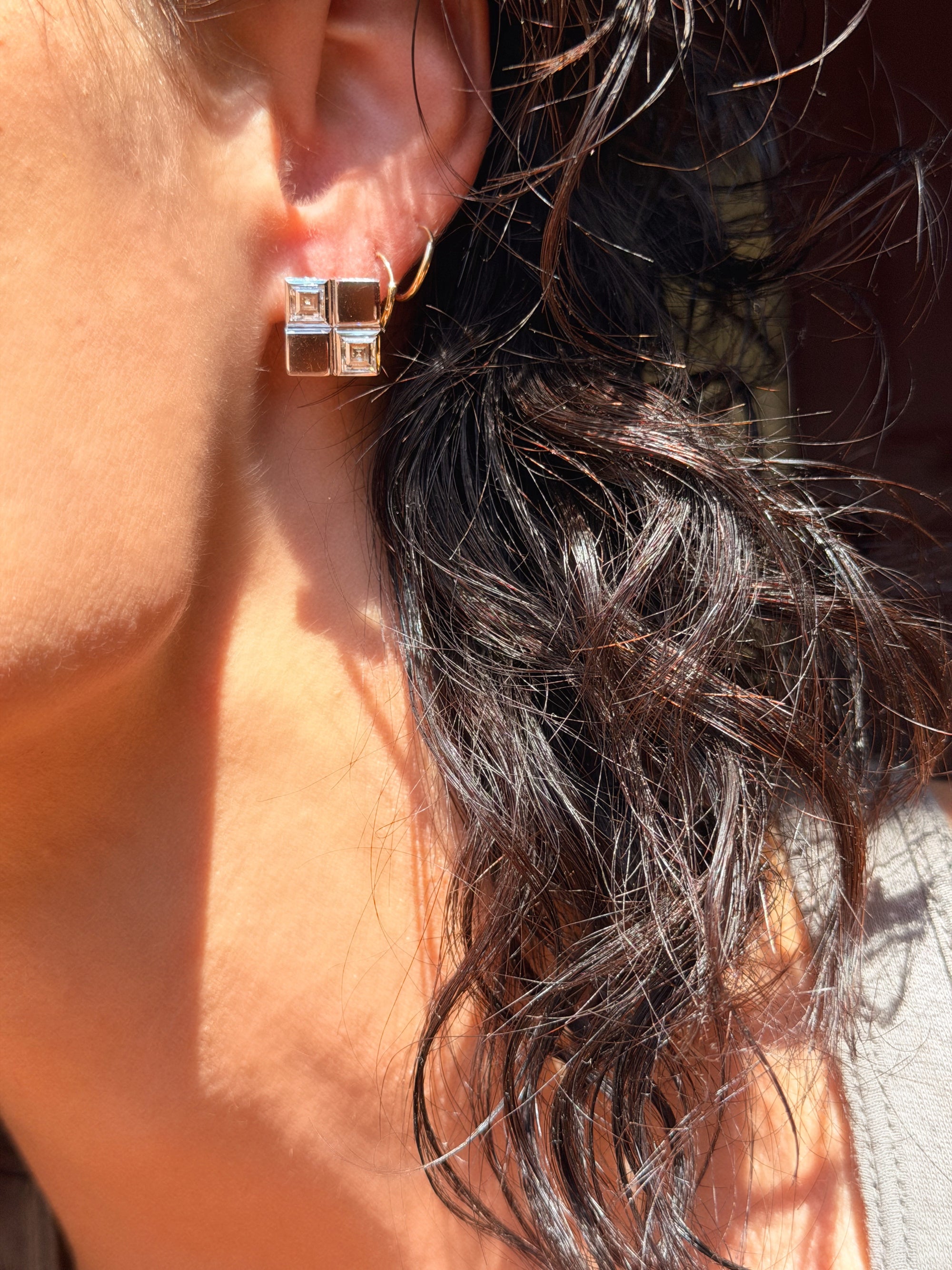 I'LL ROLL THE DICE AND GET LUCKY, ANYTIME // VINTAGE CARRE CUT DIAMOND EARRINGS