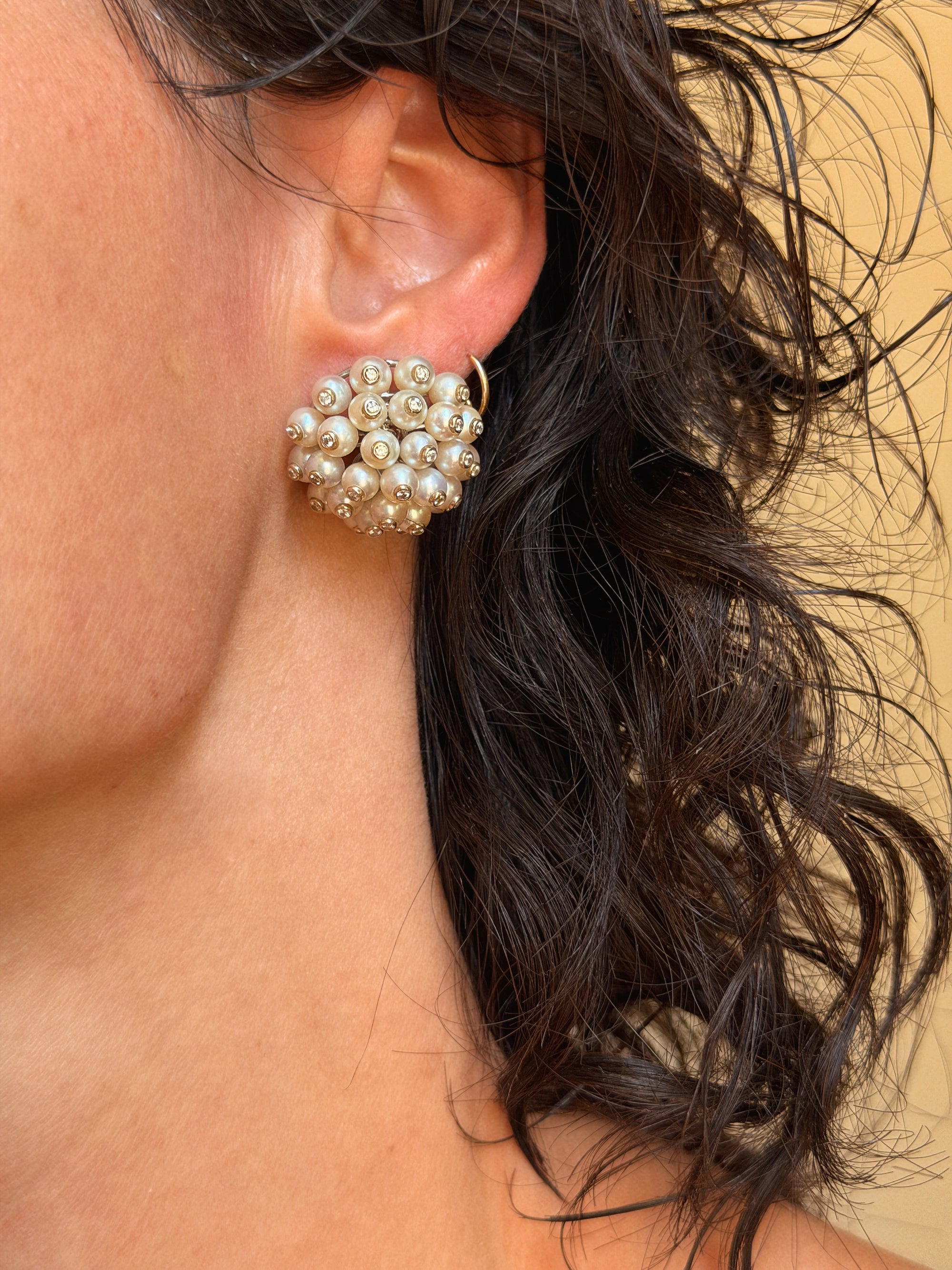 I WATCHED YOU BLOW THE DANDELION HEADS AND IN MY HEART I HOPED FOR ALL YOUR WISHES TO COME TRUE // VINTAGE PEARL AND DIAMOND CLUSTER EARRINGS