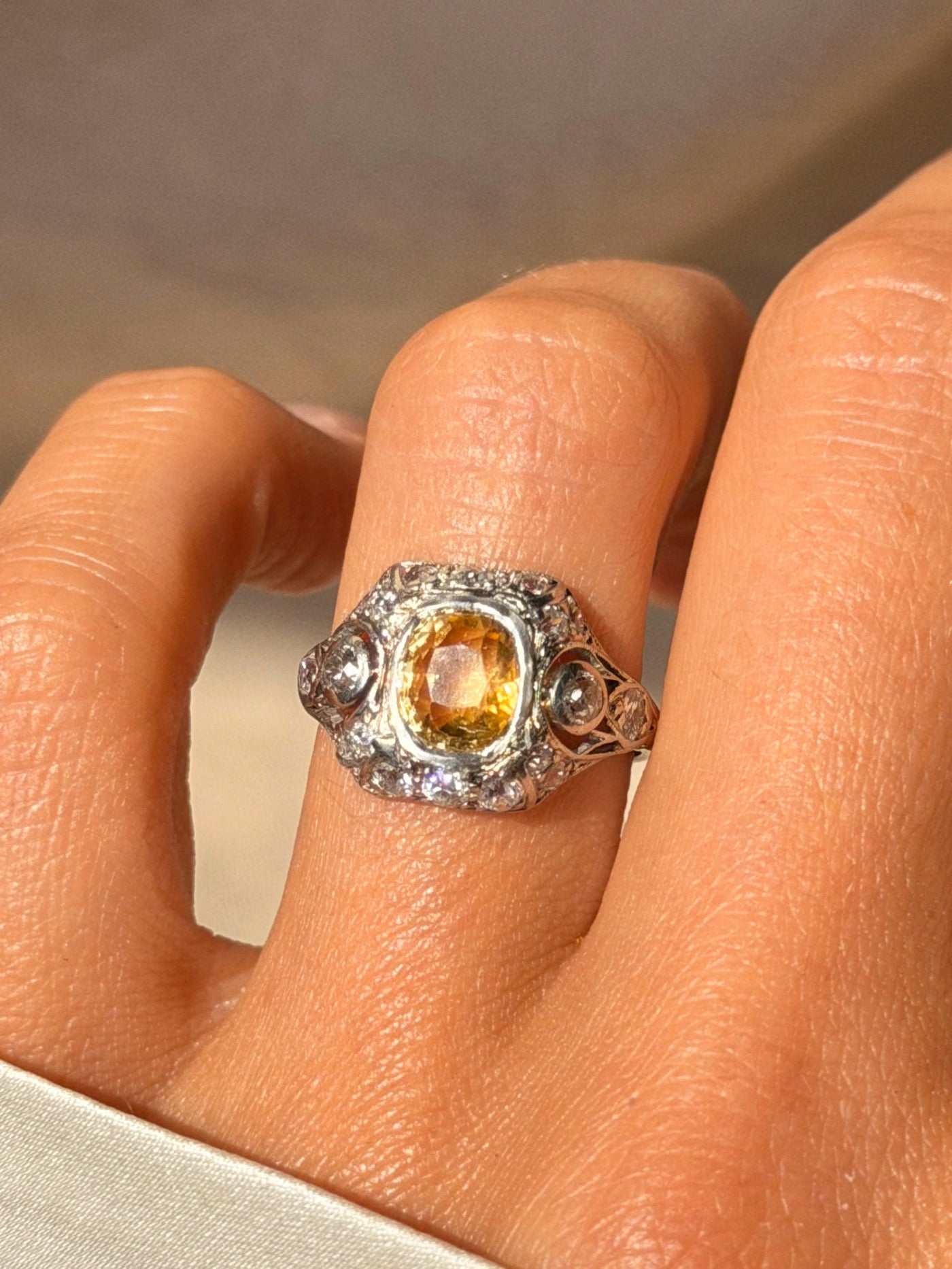 LET ME EAT THE SUN // ART DECO YELLOW SAPPHIRE RING