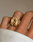 YOU ARE A BURN I CAN'T FIND A SALVE FOR // FANCY YELLOW BROWN ELONGATED PEAR DIAMOND ALOE RING