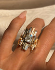 HELP ME LOSE MY MIND, DON'T GO EASY ON ME // EMERALD CUT DIAMOND BRUTALIST INSPIRED RING WITH BAGUETTE DIAMONDS