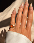 I HAVE THIS SMOLDERING DESIRE AND IT'S TIME I LET IT BURN  FREELY // MEXICAN FIRE OPAL AND DIAMOND SIGNET PINKY RING