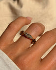 I LONG FOR THE LEAVES FALLING, WHEN I CAN FEEL THE MEMORY OF YOU CLOSEST // ONE OF A KIND ELONGATED MARQUISE DIAMOND AND AUTUMN TOURMALINE RING