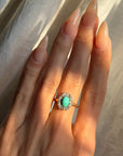 OF SUMMERS IN THE TREES LOOKING FOR TREASURES WITH SKINNED KNEES // VICTORIAN TURQUOISE AND OLD MINE DIAMOND HALO RING