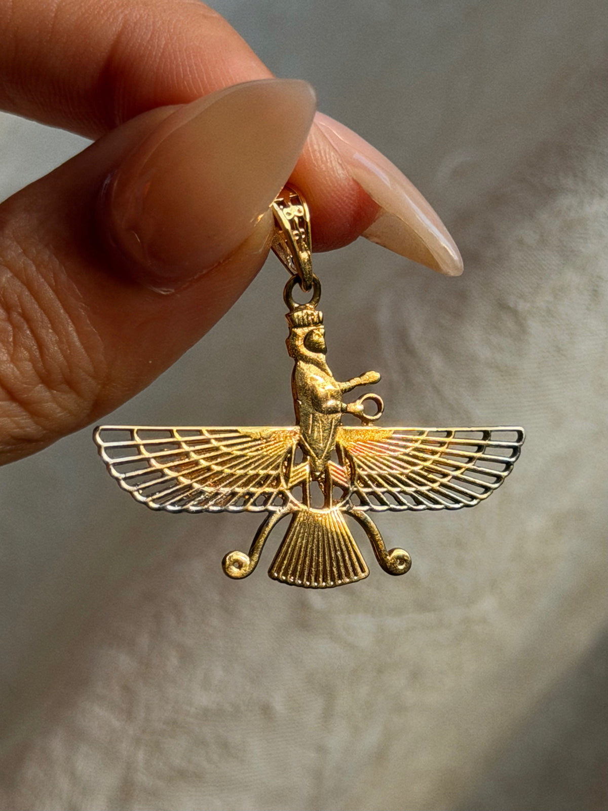 UNDERNEATH THE WINGS OF THE GODDESS, I AM UNTOUCHABLE // VINTAGE ISIS PENDANT IN 18K GOLD