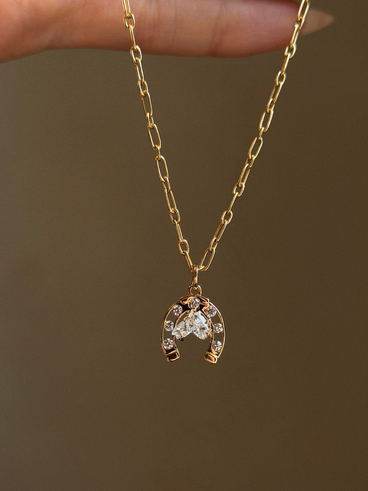 SOME CALL IT LUCKY BUT I THINK IT HAS TO DO WITH A WILL UNBROKEN // DIAMOND HORSE HEAD AND LUCKY SEVEN HORSESHOE PENDANT