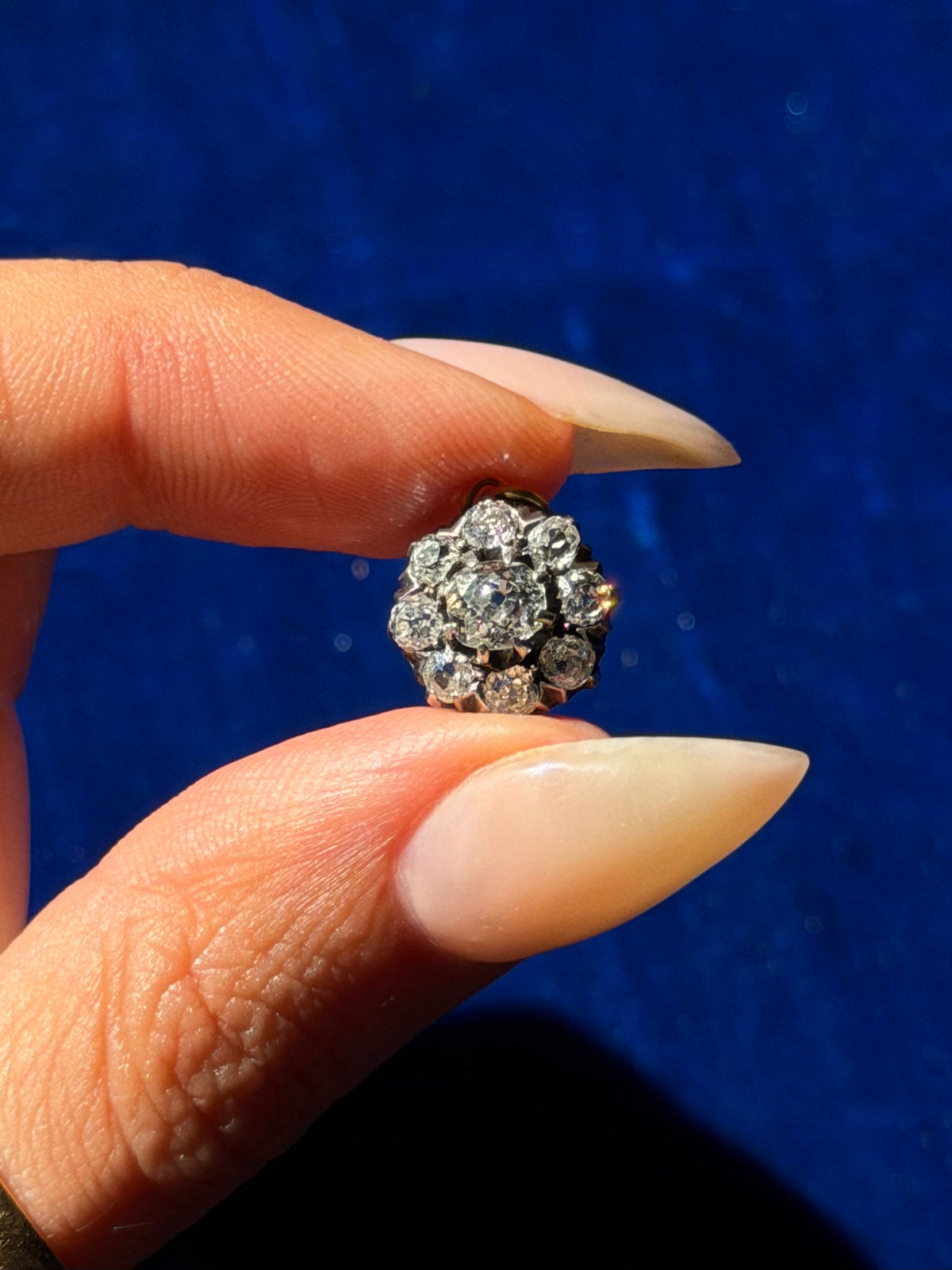 HERE WHERE THE WATER MOVED SWIFTLY AND THE FLOWERS BOWED THEIR HEADS IS WHERE I FOUND MEDICINE // VICTORIAN OLD MINE CUT DIAMOND CLUSTER PENDANT