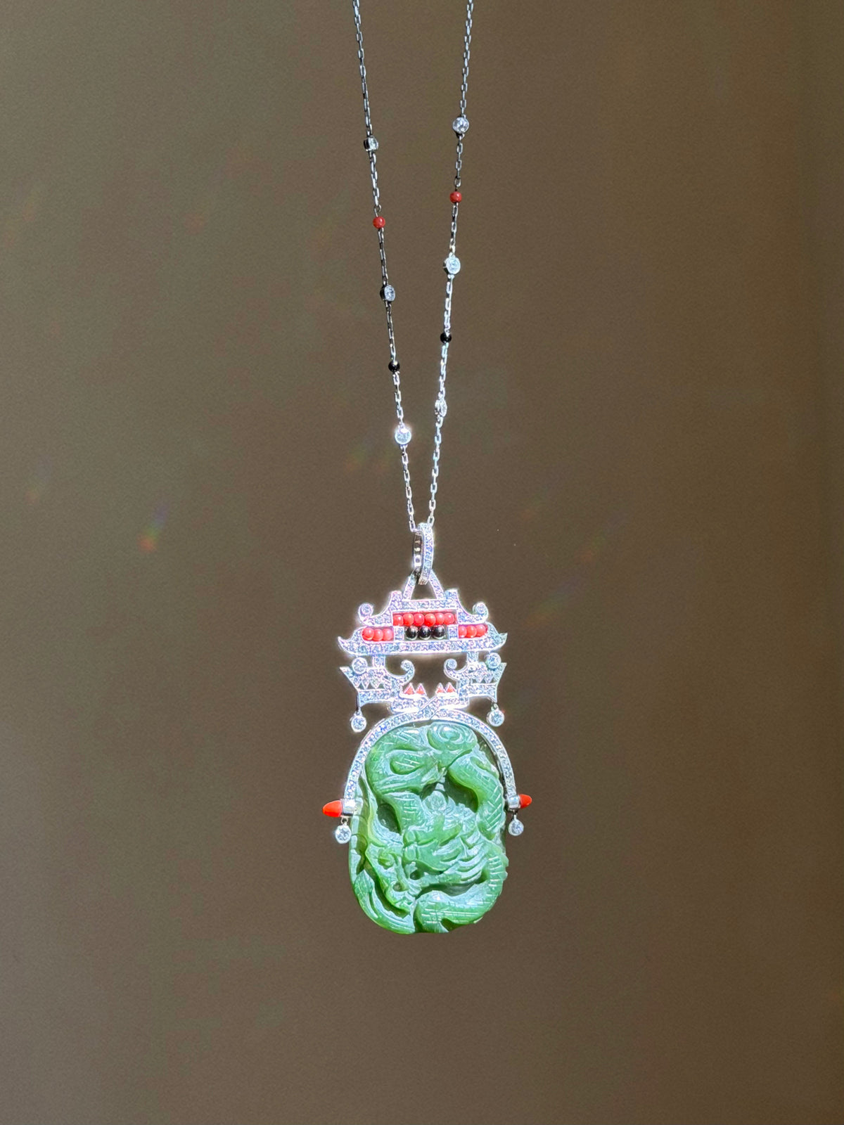 I DO NOT NEED PERMISSION, I AM DIVINELY AND FIERCELY PROTECTED // INCREDIBLE ART DECO JADE DRAGON PENDANT