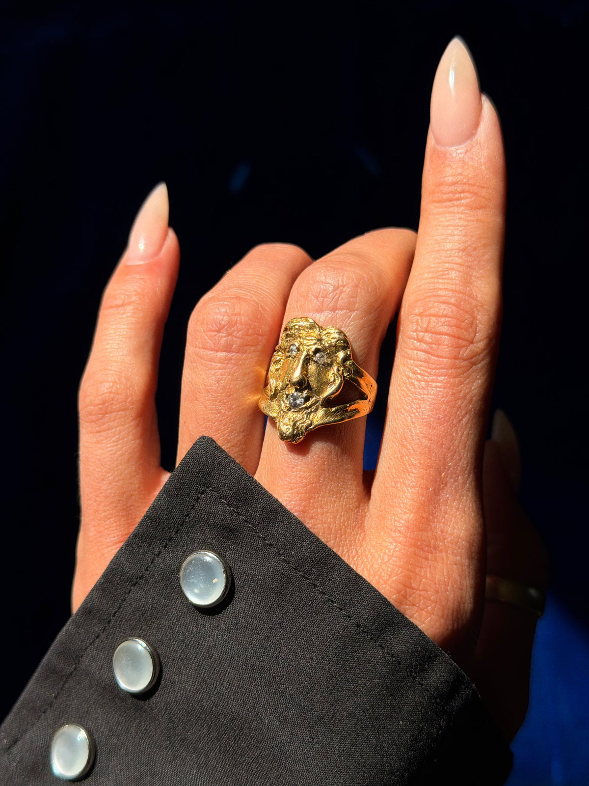 OF RIP VAN WINKLE AND DREAMING OF TALL TALES // VINTAGE WISE OLD MAN MASK RING