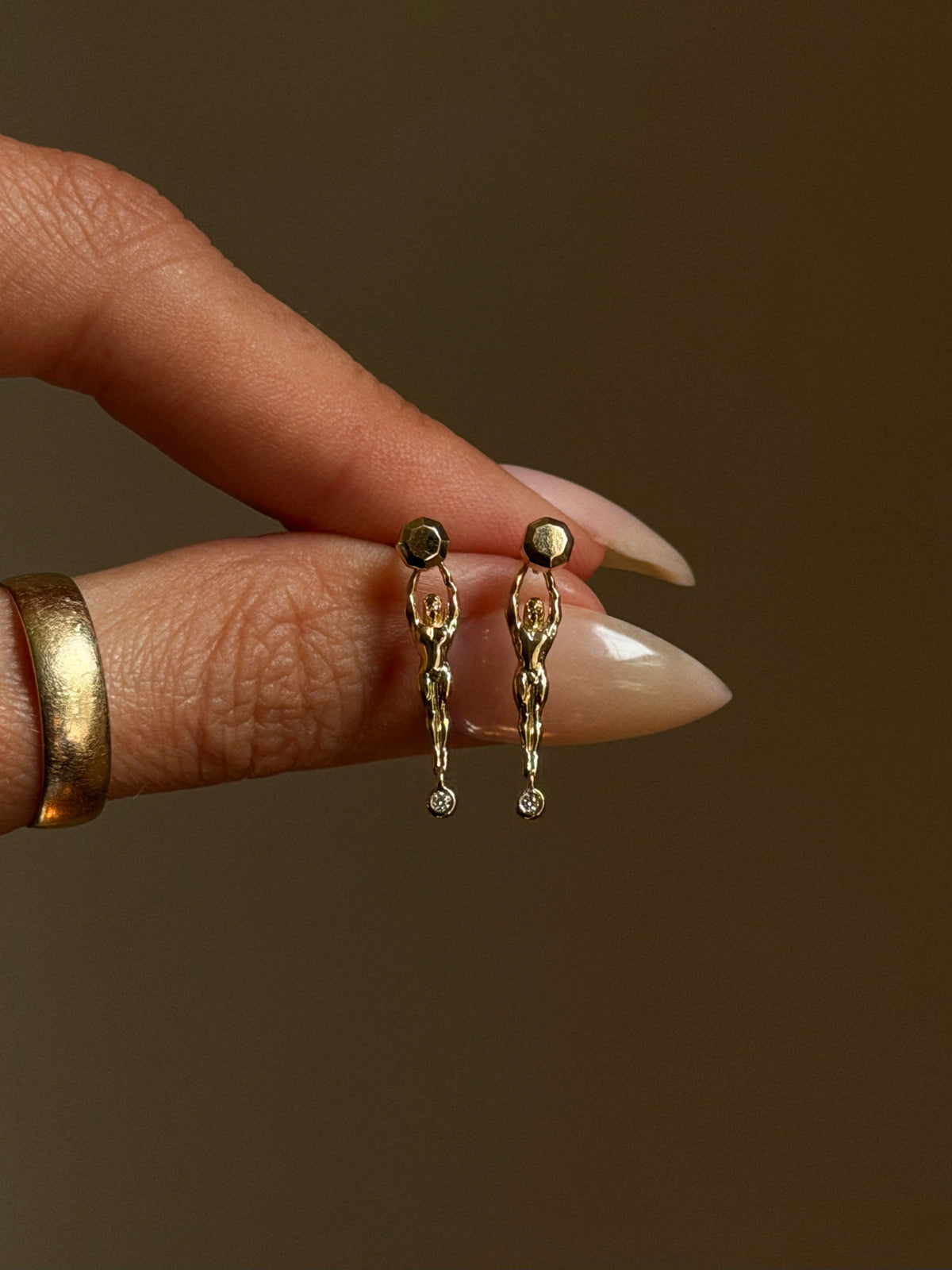 I WAS SOLD THE IDEA THAT BEING SKINNY MADE ME MORE DESIRABLE // STRONG WOMAN FIGURAL EARRINGS WITH DIAMONDS