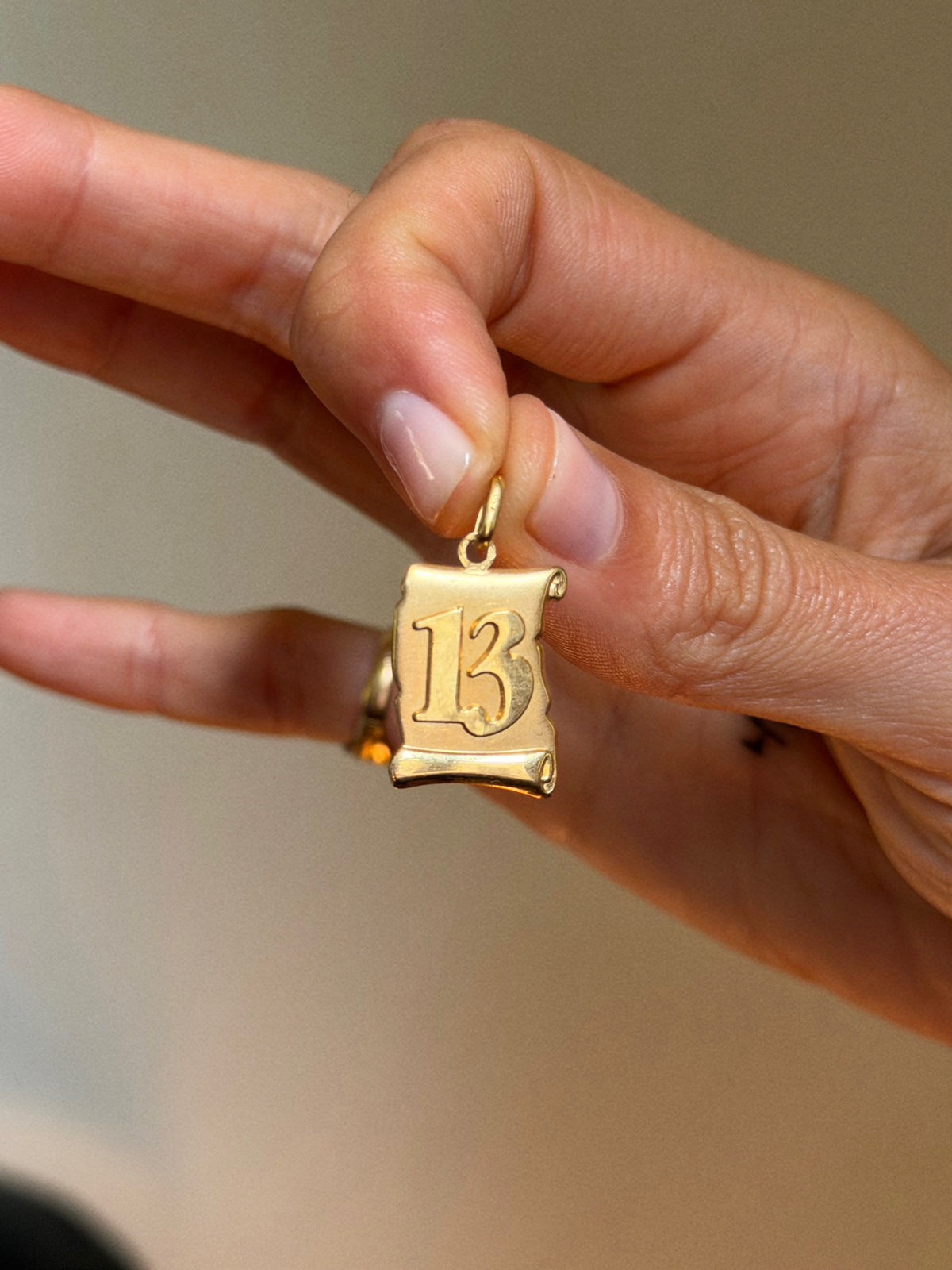 TELL ME OF ALL YOUR LUCKS AND LOSSES, LOVE // VINTAGE LUCKY 13 SCROLL CHARM