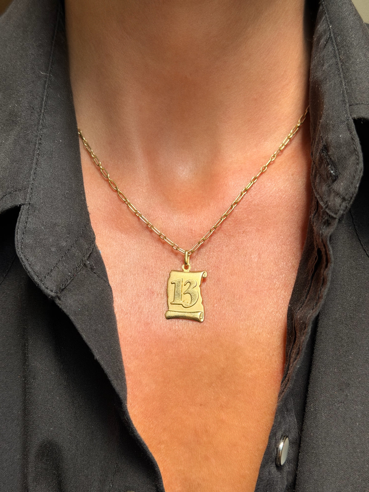 TELL ME OF ALL YOUR LUCKS AND LOSSES, LOVE // VINTAGE LUCKY 13 SCROLL CHARM