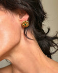 THE SUN BEAT DOWN ON MY SKIN BUT UNDERNEATH IT, I BLOOMED // VINTAGE EMERALD AND GOLD FLORAL EARRINGS