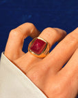 AT THE PEAK OF YOUR HEART THERE ARE STARS BURSTING THROUGH SPACE // 16CT NATURAL NO HEAT MOZAMBIQUE STAR RUBY RING IN 22K GOLD