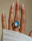 YOU WERE BORN UNDERNEATH A FULL MOON AND THAT BLESSING WILL FOLLOW YOU WHEREVER YOU MAY GO // MAN IN THE MOON VICTORIAN OLD MINE CUT DIAMOND HALO CONVERSION RINGDANT