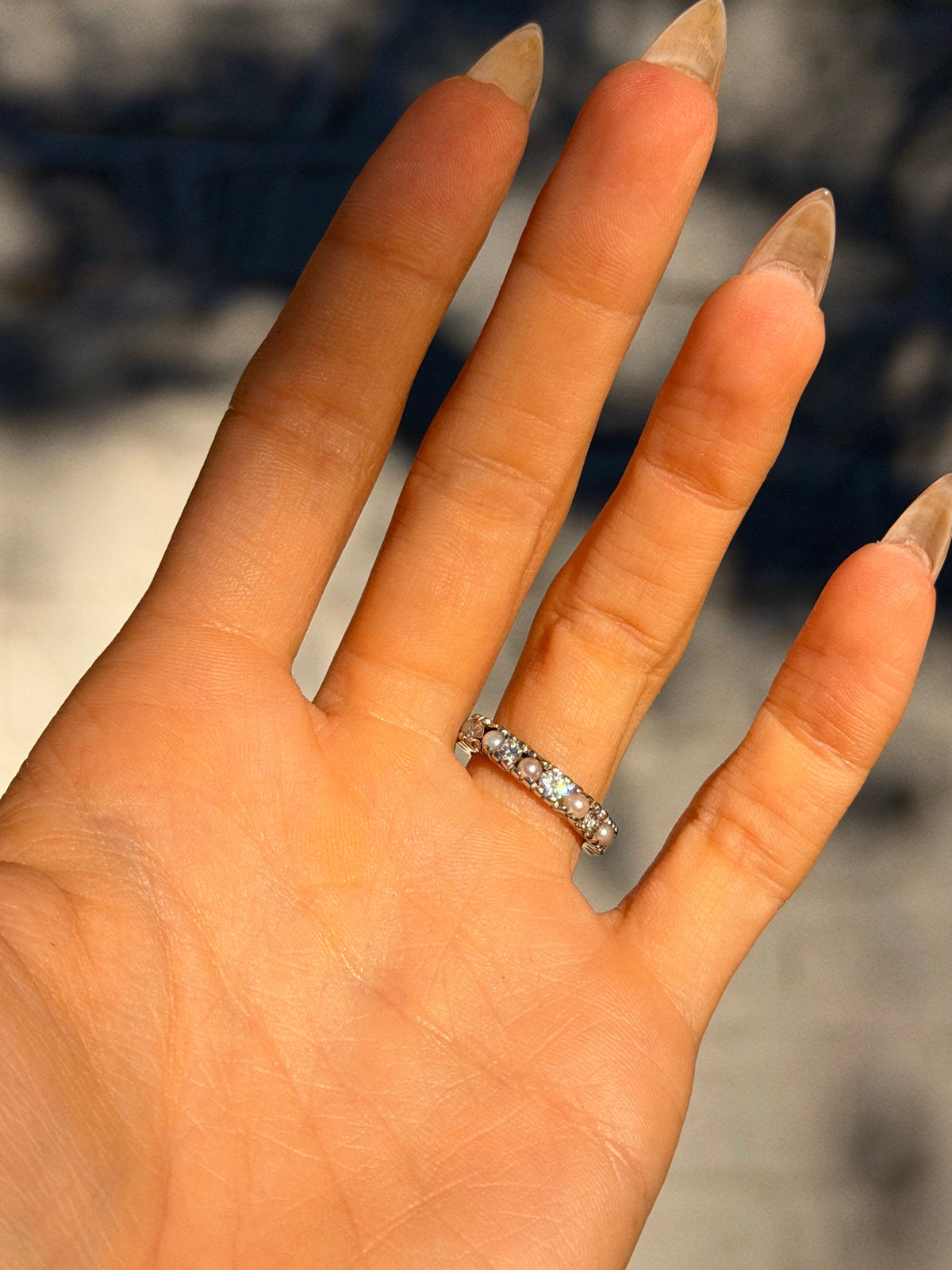 COME TO ME WHEN YOU NEED TO FEEL SOFT AND LOVELY // VINTAGE PEARL AND DIAMOND ETERNITY BAND