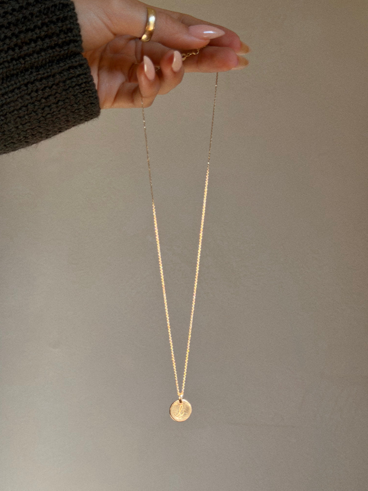 L IS FOR // L INITIAL DISC NECKLACE