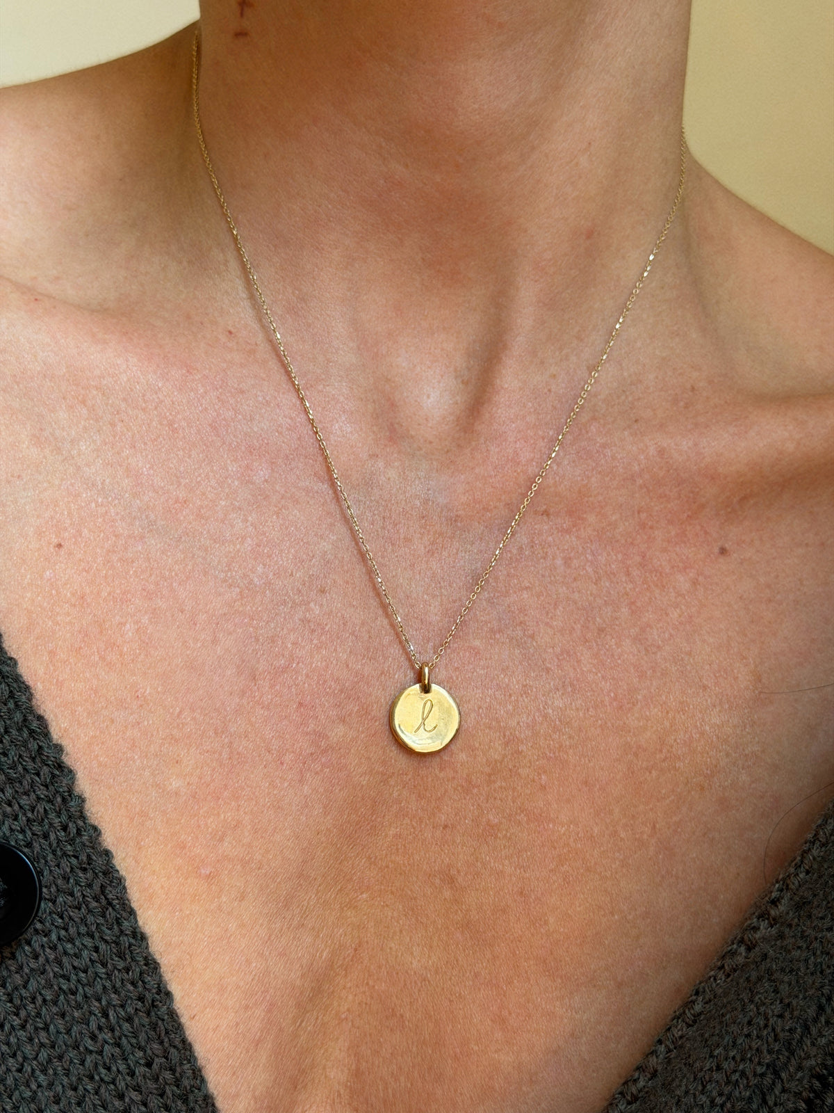 L IS FOR // L INITIAL DISC NECKLACE