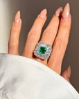 YOU MAY LOOK AT ME AND THINK YOU HAVE ME FIGURED OUT, BUT I ASSURE YOU, I AM FULL OF SURPRISES // 1950's EMERALD AND DIAMOND BALLERINA RING-DANT