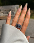 A PICNIC FOR YOU AND ME UNDER THE STARS // VINTAGE SAPPHIRE AND DIAMOND BOMBE RING