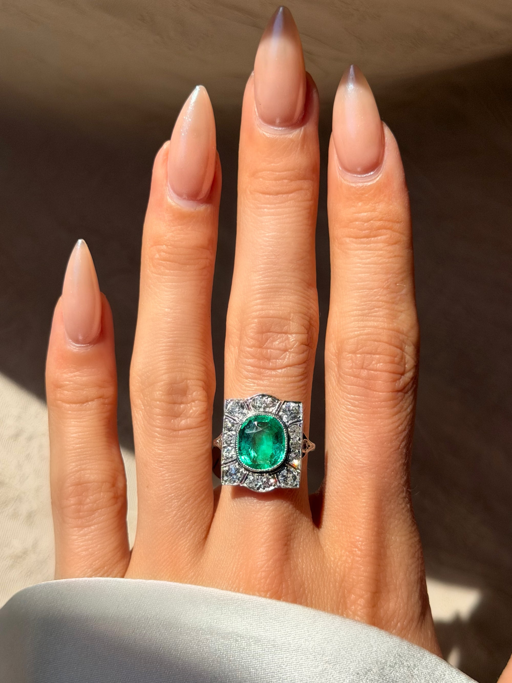 I WATCH THE GARDEN GROW ANEW EVERY YEAR AND THERE IS A THRILL INSIDE OF ME THAT RELATES IN A WAY I CANNOT EXPLAIN // EDWARDIAN PLATINUM AND EMERALD RING