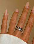 THERE WAS A BRIDGE FROM HERE TO THE MOON, JUST OVER THE OCEAN THERE // VINTAGE WIDE CIGAR BAND WITH SAPPHIRES AND DIAMONDS