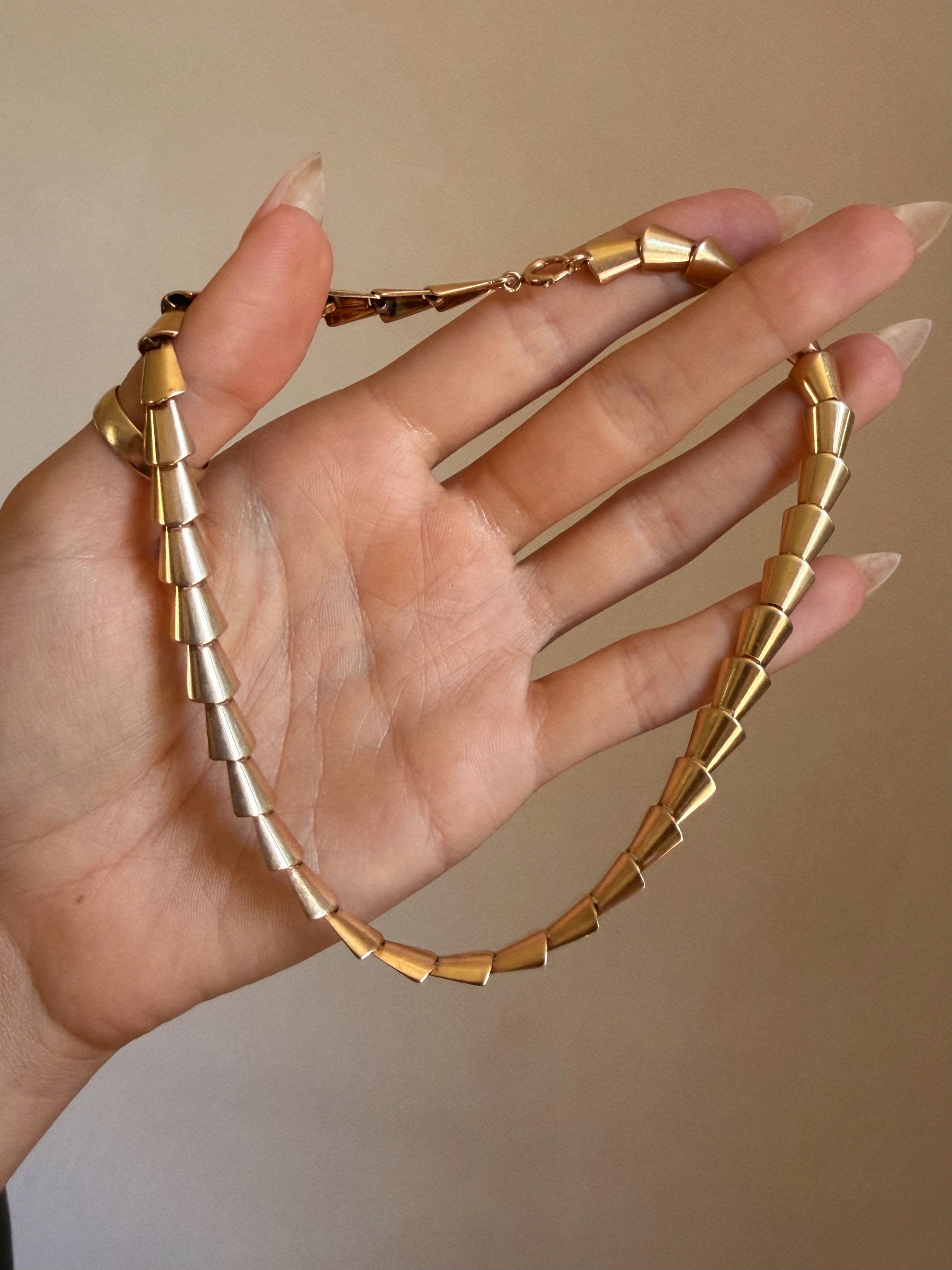 I MOVE SLOWLY AND WITH INTENTION LIKE A SNAKE WEAVING IN THE GRASSES // VINTAGE GOLD ARTICULATED CHOKER COLLAR