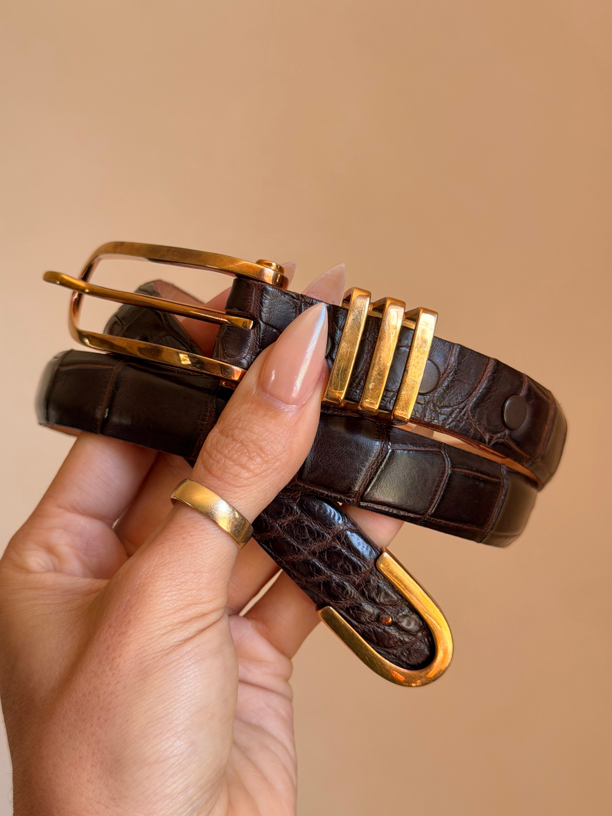 SHE'S A WILD THING, BORN AND BRED IN LOUISIANA // ALLIGATOR BELT WITH SOLID 18K GOLD BUCKLE