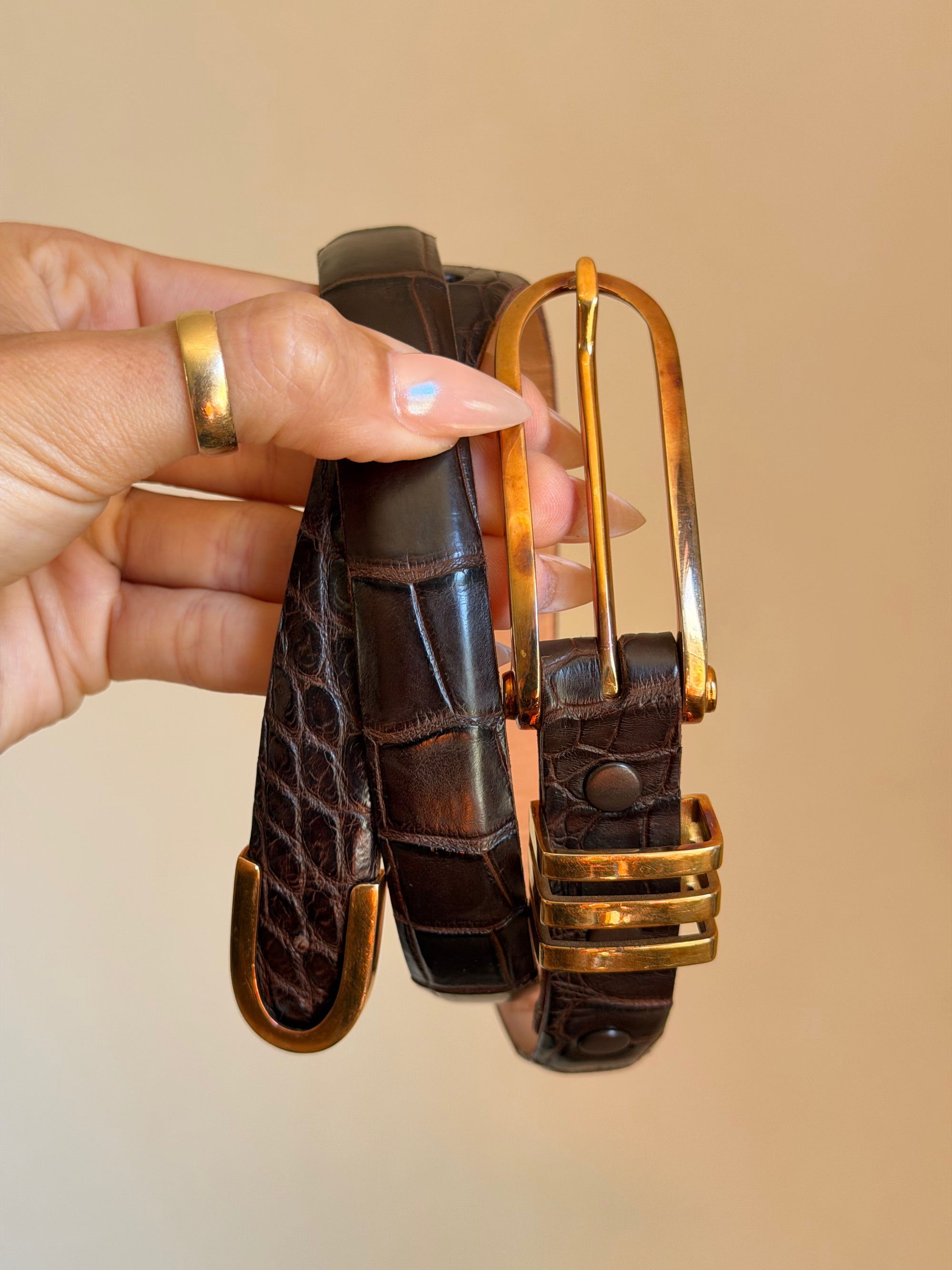 SHE'S A WILD THING, BORN AND BRED IN LOUISIANA // ALLIGATOR BELT WITH SOLID 18K GOLD BUCKLE
