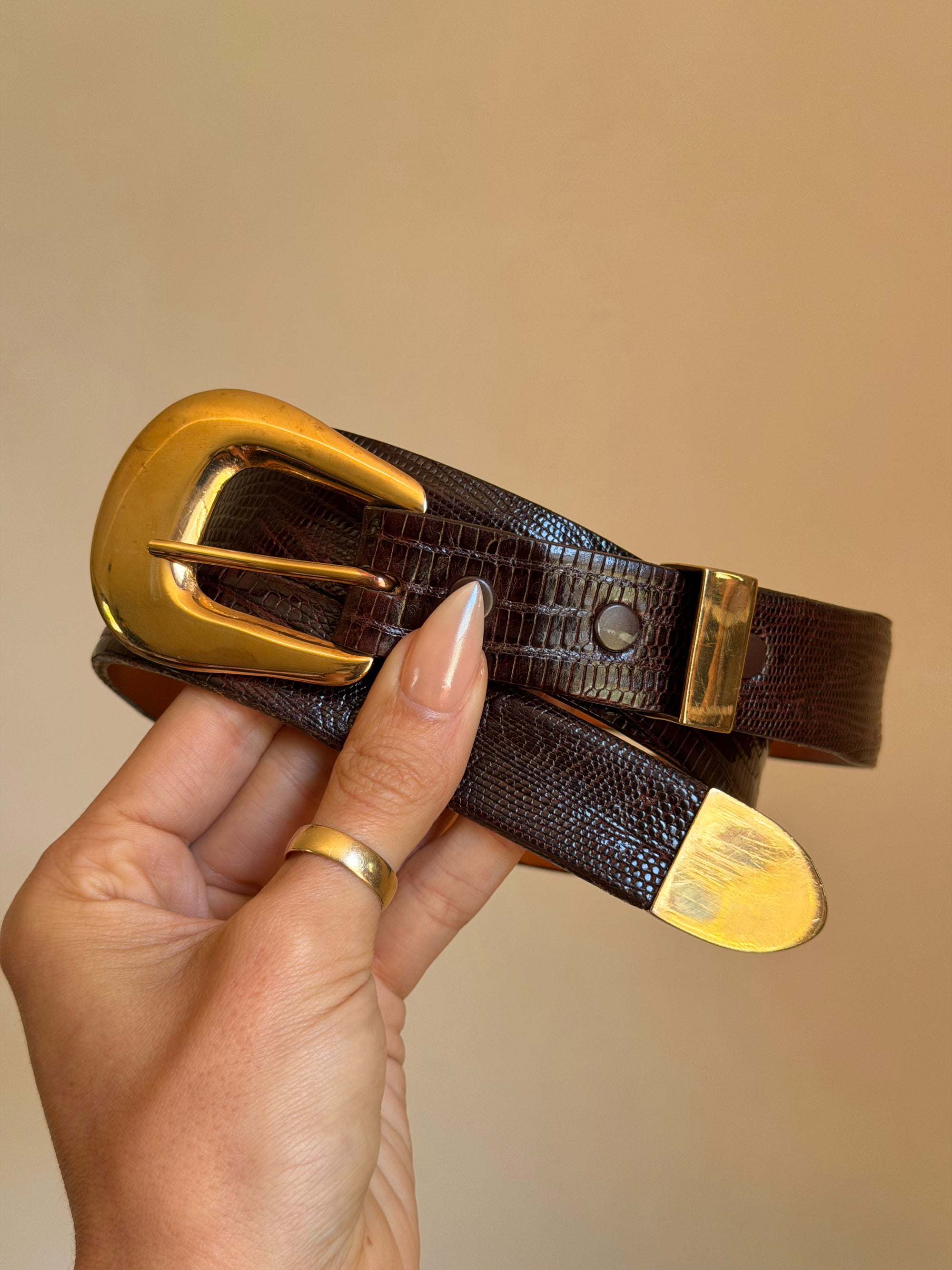 BUCKLE UP, BABY // 1980's BELT WITH SOLID GOLD BUCKLE