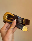 BUCKLE UP, BABY // 1980's BELT WITH SOLID GOLD BUCKLE