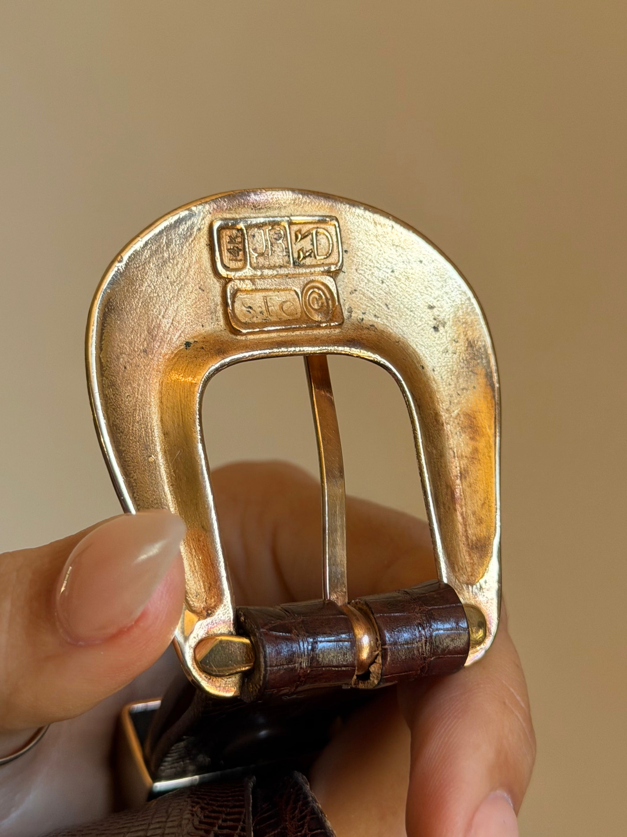 BUCKLE UP, BABY // 1980's BELT WITH SOLID GOLD BUCKLE