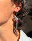BIRDS OF A FEATHER SHINE TOGETHER // PAVE DIAMOND AND RUBY PARROT SINGLE EARRING