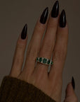 IN THE DEEPEST PARTS OF THE WOODS THE TREES SPEAK // VINTAGE EMERALD FIVE STONE RING