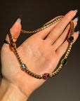 OF THE SUMMER RAIN SOFT AGAINST THE WILDFLOWER PETALS // MULTI GEM SET CUBAN LINK CHAIN