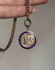 OH BABY, HAVE I GOT YOUR NUMBER // LUCKY NUMBER 13 PENDANT WITH BLUE ENAMEL
