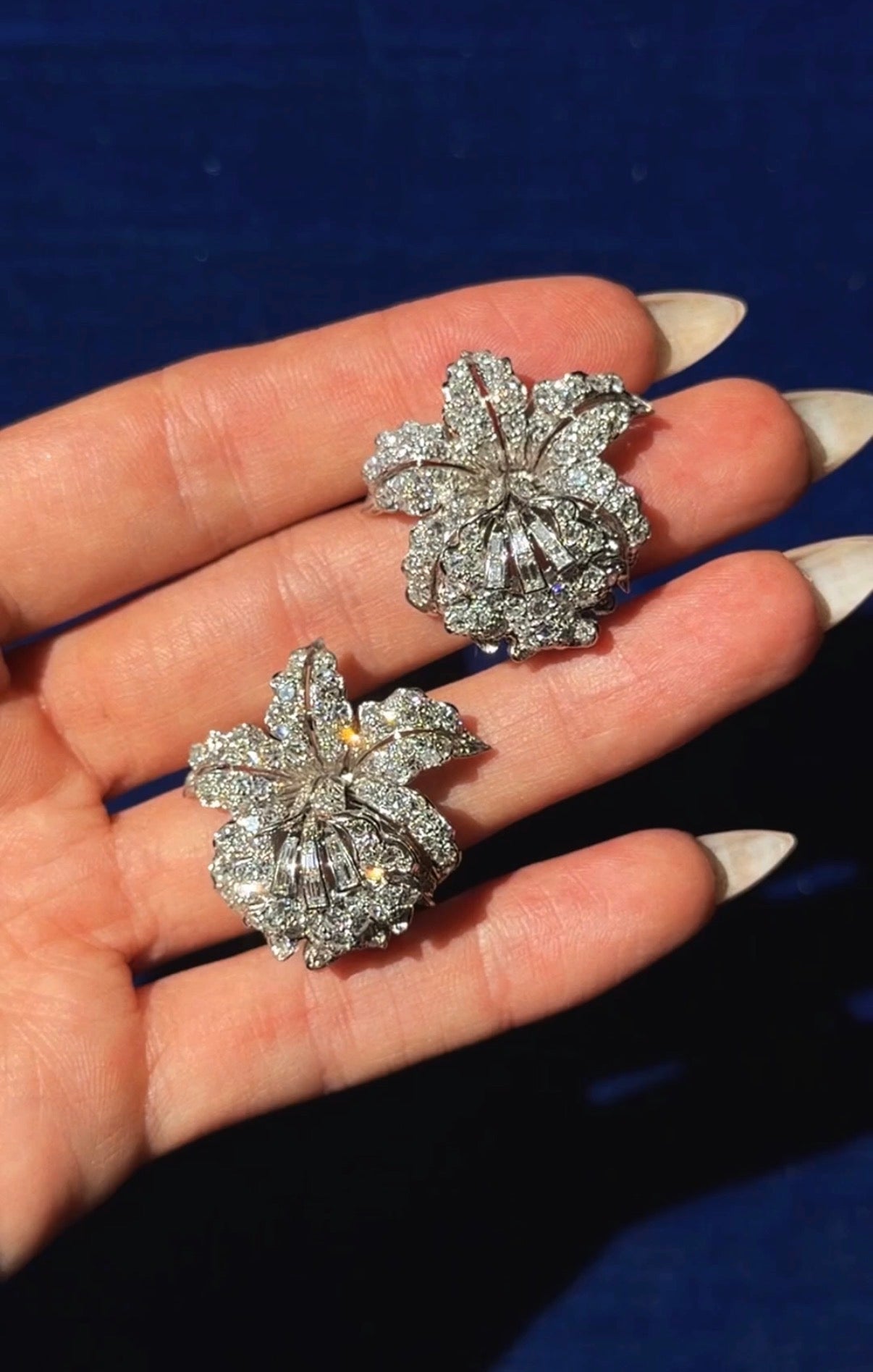 LILY, LILY HOW I JUST WANT TO PRESS MY FACE INTO YOU AND INHALE YOUR SWEETNESS // MIDCENTURY LILY FLOWER DIAMOND EARRINGS