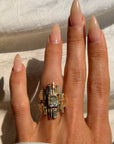 HELP ME LOSE MY MIND, DON'T GO EASY ON ME // EMERALD CUT DIAMOND BRUTALIST INSPIRED RING WITH BAGUETTE DIAMONDS