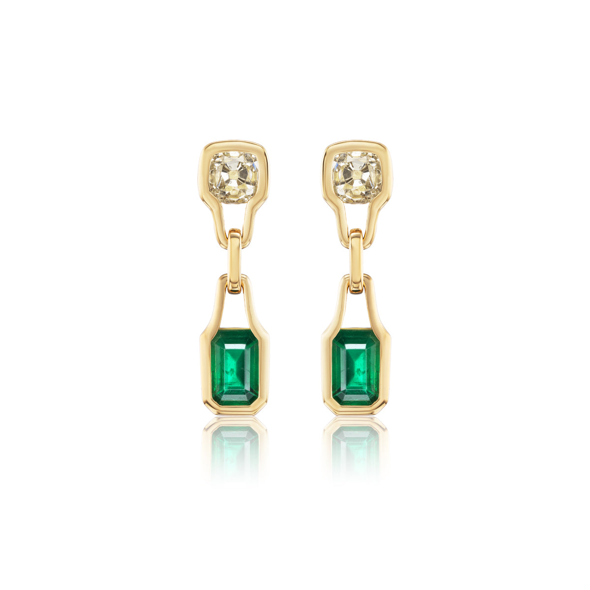 WHERE THE GREEN GRASS GROWS UNDER A FAT YELLOW SUN // ONE OF A KIND FANCY YELLOW DIAMOND AND EMERALD EARRINGS