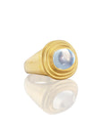 I AM NOT OF THIS WORLD, I HAVE ALWAYS KNOWN THIS TO BE A POWERFUL TRUTH // 22K GOLD MOONSTONE MOUNTAINS AND VALLEYS SIGNET
