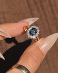 I'LL NEVER FORGET THAT NIGHT, WITH YOUR HAND IN MINE // VINTAGE SAPPHIRE AND DIAMOND HALO RING