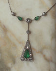 I'LL MEET YOU THERE IN THAT LITTLE GROVE WE USED TO HIDE WITHIN AND KISS // ART DECO COLOMBIAN EMERALD AND OLD MINE CUT DIAMOND NECKLACE