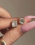 I HAD ALWAYS IMAGINED MYSELF ON THE OUTSIDE LOOKING IN, UNITIL I TURNED AROUND AND SAW ALL THAT I HAD TO MYSELF, ALREADY // 3.09 EMERALD CUT DIAMOND STUDS