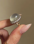 BY THE LIGHT OF THE BIG FAT MOON MY LOVE FOR YOU GREW // VINTAGE MOONSTONE AND DIAMOND HALO RING