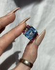 THE RETRO COCKTAIL RING // AQUAMARINE & RUBY