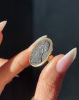 THE FRENCH BLACK LAVA CARVED PORTRAIT RING