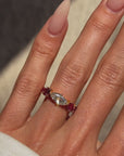 HERE I AM, WITH ALL THE BROKEN PIECES OF MY HEART AND ASKING IF YOU CAN SEE ME AS WHOLE // UNHEATED RUBY AND ANTIQUE MOVAL DIAMOND RING