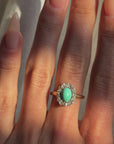 OF SUMMERS IN THE TREES LOOKING FOR TREASURES WITH SKINNED KNEES // VICTORIAN TURQUOISE AND OLD MINE DIAMOND HALO RING