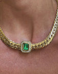 TAKE MY BREATH AWAY // INCREDIBLE BOLD 80'S EMERALD AND DIAMOND COLLAR NECKLACE