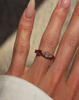HERE I AM, WITH ALL THE BROKEN PIECES OF MY HEART AND ASKING IF YOU CAN SEE ME AS WHOLE // UNHEATED RUBY AND ANTIQUE MOVAL DIAMOND RING